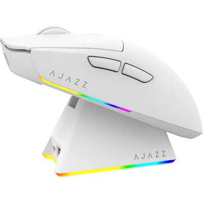 Ajazz професионална геймърска мишка AJ139 V2 MC - Wireless Gaming Mouse - 1K, Magnetic Charging Dock, White