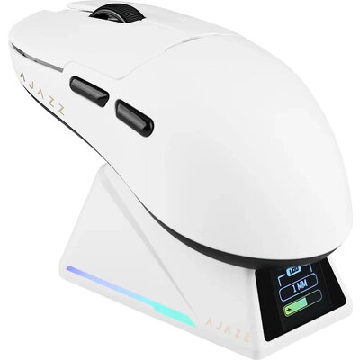 Ajazz професионална геймърска мишка AJ159 APEX - Wireless Gaming Mouse - 8K, Magnetic Charging Dock, White