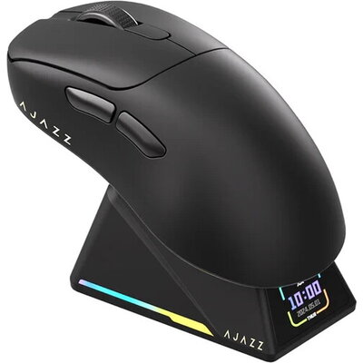 Ajazz професионална геймърска мишка AJ179 APEX - Wireless Gaming Mouse - 8K, Magnetic Charging Dock, Black