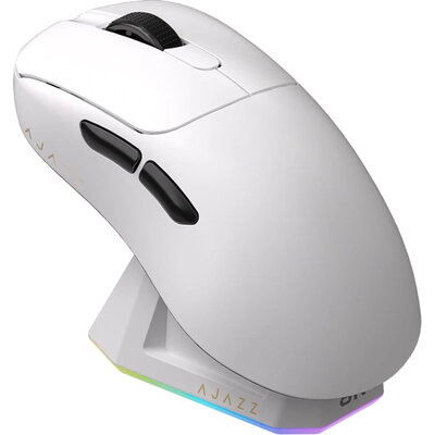 Ajazz професионална геймърска мишка AJ179 PRO - Wireless Gaming Mouse - 8K, Magnetic Charging Dock, White