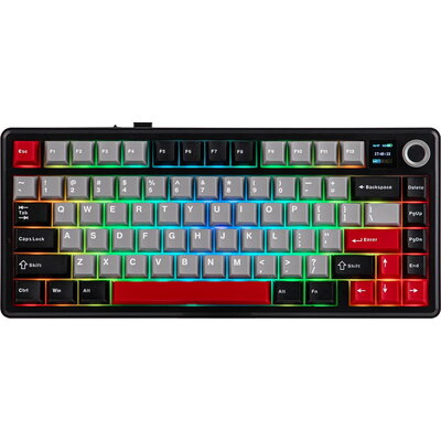 Aula геймърска механична клавиатура F75 MAX - Reaper Switch, Black/Red