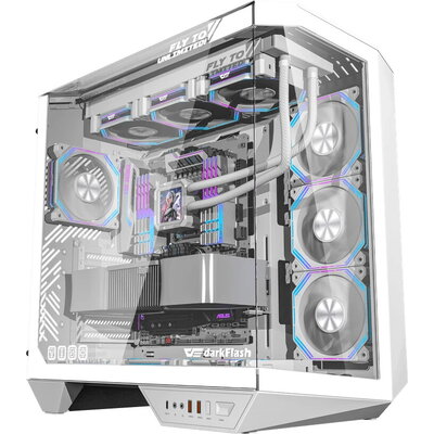 Darkflash кутия Case ATX - DY470 Ice White - 4 x 120 mm Infinity Mirror Fans
