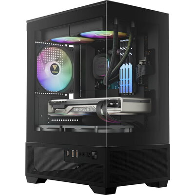 Gamdias кутия Case mATX - AURA GC9M Elite - 3 x 120 mm A-RGB, USB-C, Tempered Glass