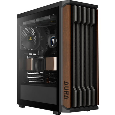 Gamdias кутия Case ATX - AURA GC11 Wood Black - USB-C