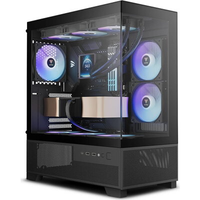 Gamdias кутия Case mATX - AURA GC12 ARGB BK - 6 x 120 mm A-RGB, USB-C, Tempered Glass