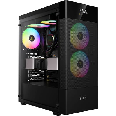 Gamdias кутия Case ATX - AURA GC5 ELITE ARGB BK - Addressable RGB, Mesh, Digital Display