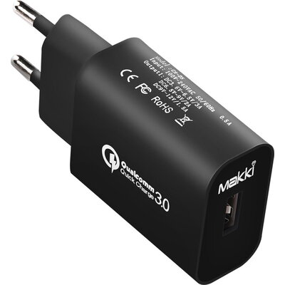 Makki зарядно за стена Fast Charger QC3.0 18W - MAKKI-QC18W-BK
