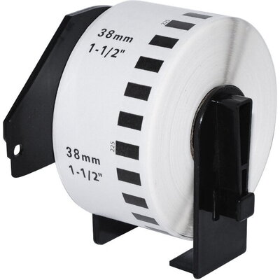 Makki съвместими етикети Brother DK-22225 - White Continuous Length Paper Tape 38mm x 30.48m, Black on White - MK-DK-22225