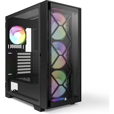 Montech кутия AIR 1000 PREMIUM, Mid-tower Case, TG, 2 Front Panels, 4x120mm ARGB Fans, Black
