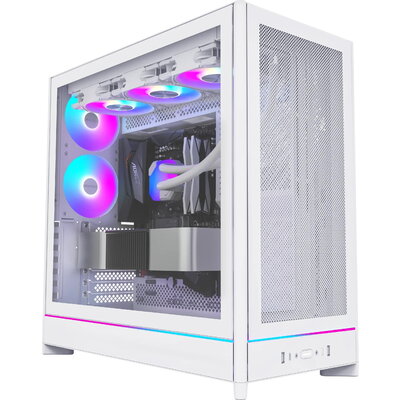 Montech кутия Case ATX - HS01 PRO (W) - 5 x 120 mm ARGB Fans, USB-C, White