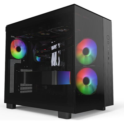 Montech кутия KING 65 Pro, Dual Chamber Mid-tower Case, 3 ARGB Fans, Black