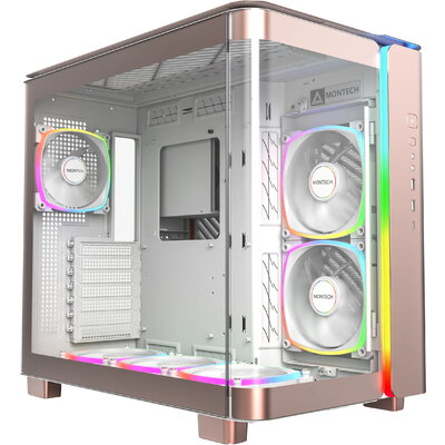 Montech кутия KING 95 Pro, Dual Chamber Mid-tower Case, 6 ARGB Fans, 2 Front Panels, Rose Gold