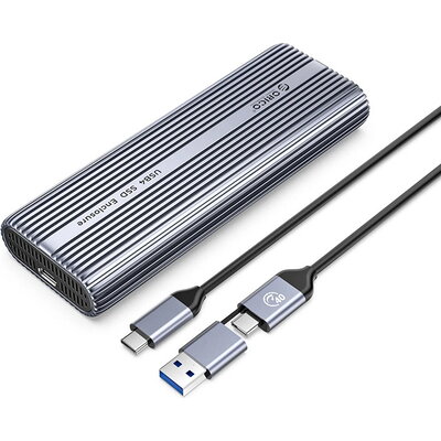 Orico външна кутия за диск Storage - Case - M.2 NVMe M key - USB-C/A, 40Gbps, Built-in Air Cooling, Aluminium - ACOM2-U4-GY