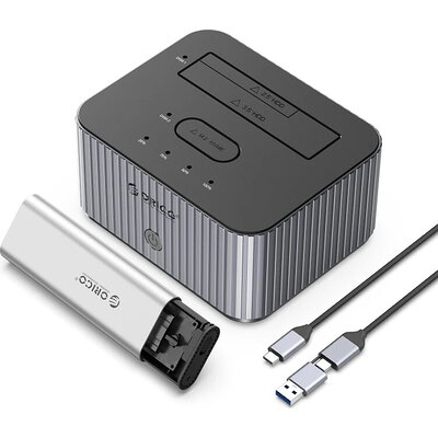Orico докинг станция Storage - HDD/M.2 Dock - 2 BAY Offline Clone 2.5/3.5/M.2 NVMe USB-C/USB-A - IT28E-C-EU-GY