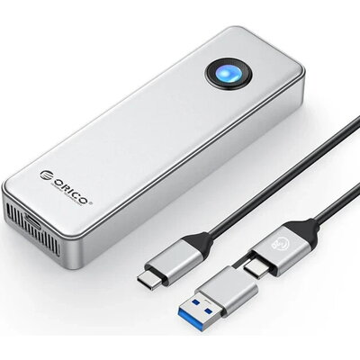 Orico външна кутия за диск Storage - Case - M.2 NVMe M key - USB-C/A, 20Gbps, Built-in Air Cooling, Aluminium - OUM2-G20-SV Orico външна кутия за диск Storage - Case - M.2 NVMe M key - USB-C/A, 20Gbps, Built-in Air Cooling, Aluminium - OUM2-G20-SV