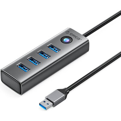 Orico хъб HUB USB3.0 4 port, Aluminium, Grey - PDD4U-U3-015-GY