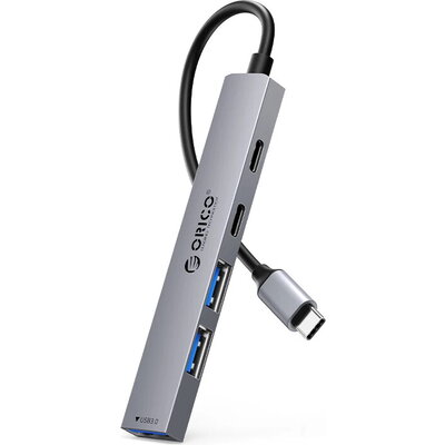 Orico хъб HUB USB-C 5 port - USB3.0 x 1, USB2.0 x 2, USB-C x 2, Aluminium - YSB4-U2-GY