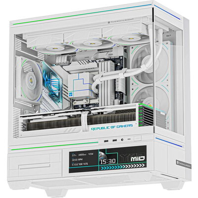 Thermalright кутия Case mATX - TL-M10 Vision White - 4 x 120 mm ARGB included, 9.16 inch LCD Display, USB-C