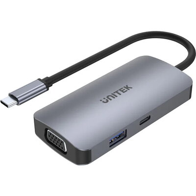Unitek докинг станция Docking Station Type-C 5-in-1 - uHUB P5 Trio D1051A - USB-C PD100W x 1, HDMI x 2, VGA, USB3.0 x 1