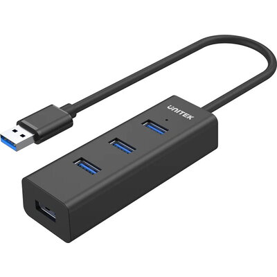 Unitek хъб USB3.0 HUB 4 port, 1.2m cable, aux USB-C power input - Y-3089V01
