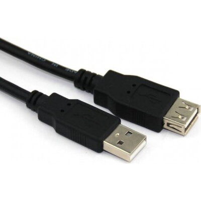 VCom Кабел USB 2.0 AM / AF Black - CU202-B-1.8m