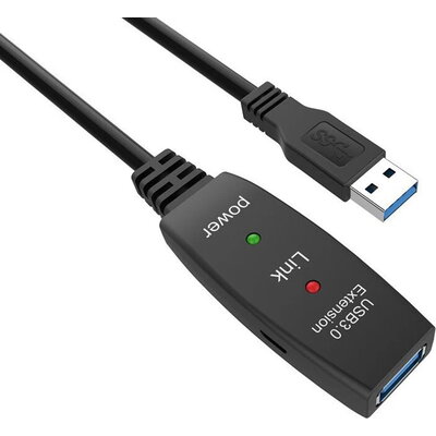VCom Кабел удължение USB 3.0 AM / AF Active Extension Cable 5M Black - CU827A-5.0m