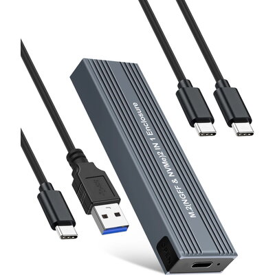 VCom външна кутия за диск Storage Case - M.2 NVMe/SATA/NGFF M/B key - 10Gbps USB3.1 Type-C/A - CU850SN