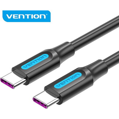 Vention Кабел USB 2.0 Type-C to Type-C - 0.5M Black 5A Fast Charge - COTBD