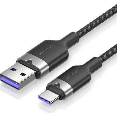 Vention Кабел USB 2.0 A Male to C Male 1.0M Black 6A Fast Charge - CTOBF Vention Кабел USB 2.0 A Male to C Male 1.0M Black 6A Fast Charge - CTOBF