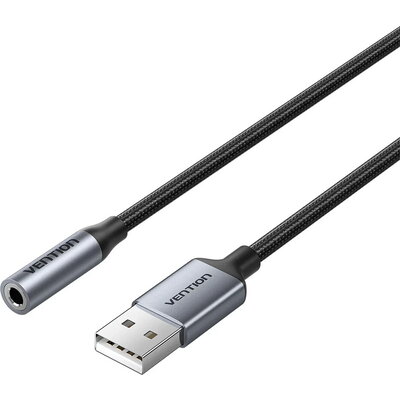 Vention външна звукова карта USB Sound card 1-Port 0.25M Gray - CVFHC Vention външна звукова карта USB Sound card 1-Port 0.25M Gray - CVFHC