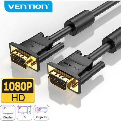 Vention Кабел за монитор Cable VGA HD15 M / M 1.5m Gold Plated, 2 Ferrites - DAEBG