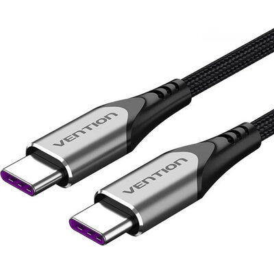 Vention Кабел USB 2.0 Type-C to Type-C - 1.0M Black 5A Fast Charge - TAEHF