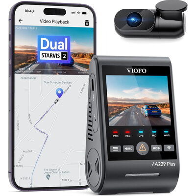 VIOFO Видеорегистратор Dash Cam A229 Plus 2 Channel - 2K, HDR, Sony STARVIS 2, GPS