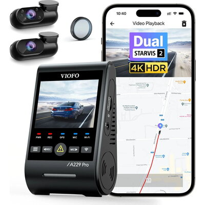 VIOFO Видеорегистратор Dash Cam A229 Pro 3 Channel - 4K, HDR, Dual Sony STARVIS 2, GPS, Bluetooth