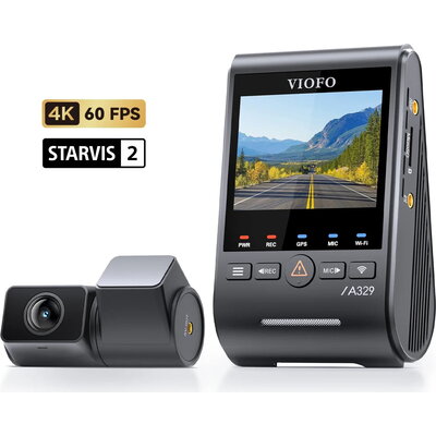 VIOFO Видеорегистратор Dash Cam A329S 2 Channel - 4K, HDR, Dual Sony STARVIS 2, GPS, Bluetooth, Wi-Fi 6
