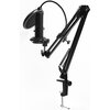 LORGAR Gaming Microphones, Black, USB condenser microphone with boom arm stand, pop filter, tripod stand. including 1* microphon