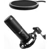 LORGAR Gaming Microphones, Black, USB condenser microphone with boom arm stand, pop filter, tripod stand. including 1* microphon