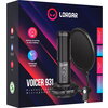 LORGAR Gaming Microphones, Black, USB condenser microphone with boom arm stand, pop filter, tripod stand. including 1* microphon
