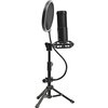 LORGAR Gaming Microphones, Black, USB condenser microphone with tripod stand, pop filter, including 1 microphone, 1 Height metal