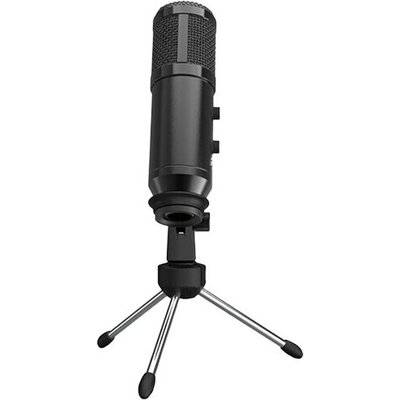 LORGAR Gaming Microphones, Whole balck color, USB condenser microphone with Volumn Knob & Echo Kob, including 1x Microphone,