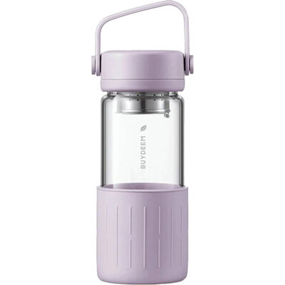 BUYDEEM CD1008 Portable glass tea bottle 400 ml, Petal Purple