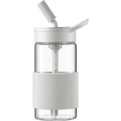 BUYDEEM CD1017 Portable Glass Straw Bottle 500 ml, Oats White