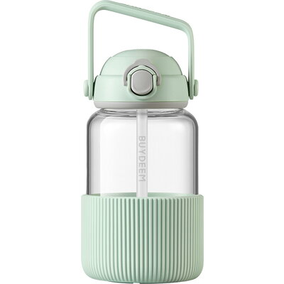 BUYDEEM Pop-Up Straw Glass Bottle, model DG710, color Cozy Greenish BUYDEEM Pop-Up Straw Glass Bottle, model DG710, color Cozy Greenish