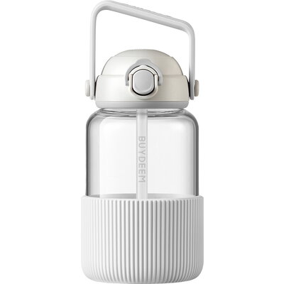 BUYDEEM Pop-Up Straw Glass Bottle, model DG710, color Oats White BUYDEEM Pop-Up Straw Glass Bottle, model DG710, color Oats White