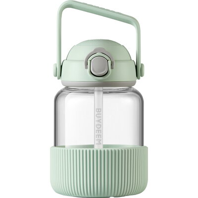BUYDEEM DG78 Pop-Up Straw Glass Bottle 800 ml, Cozy Greenish