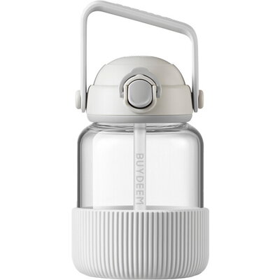 BUYDEEM DG78 Pop-Up Straw Glass Bottle 800 ml, Oats White