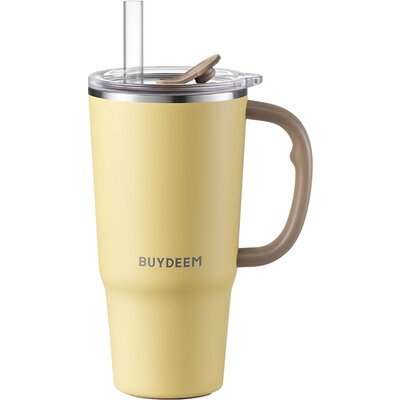 BUYDEEM DS57 Thermo Mug With Straw 700 ml, Mellow Yellow