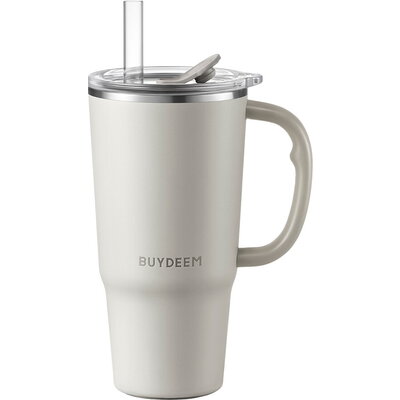 BUYDEEM DS57 Thermo Mug With Straw 700 ml, Oats White