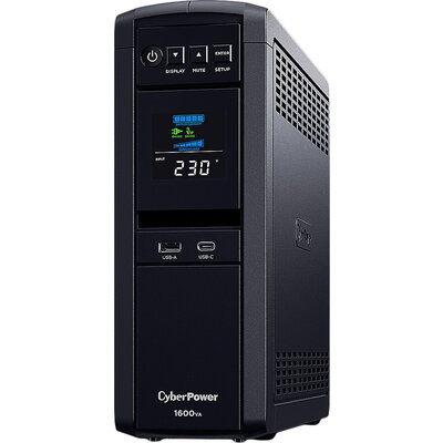 CyberPower UPS AVR,1600VA/1000W, Line-Interactive, LCD display, Sine Wave output (for Active PFC ), 6x Schuko, Runtime at 500W (