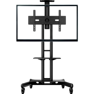 ONKRON Mobile TV Stand for 40-70” TVs with Wheels Shelves Height Adjustable Rolling TV Cart, Black